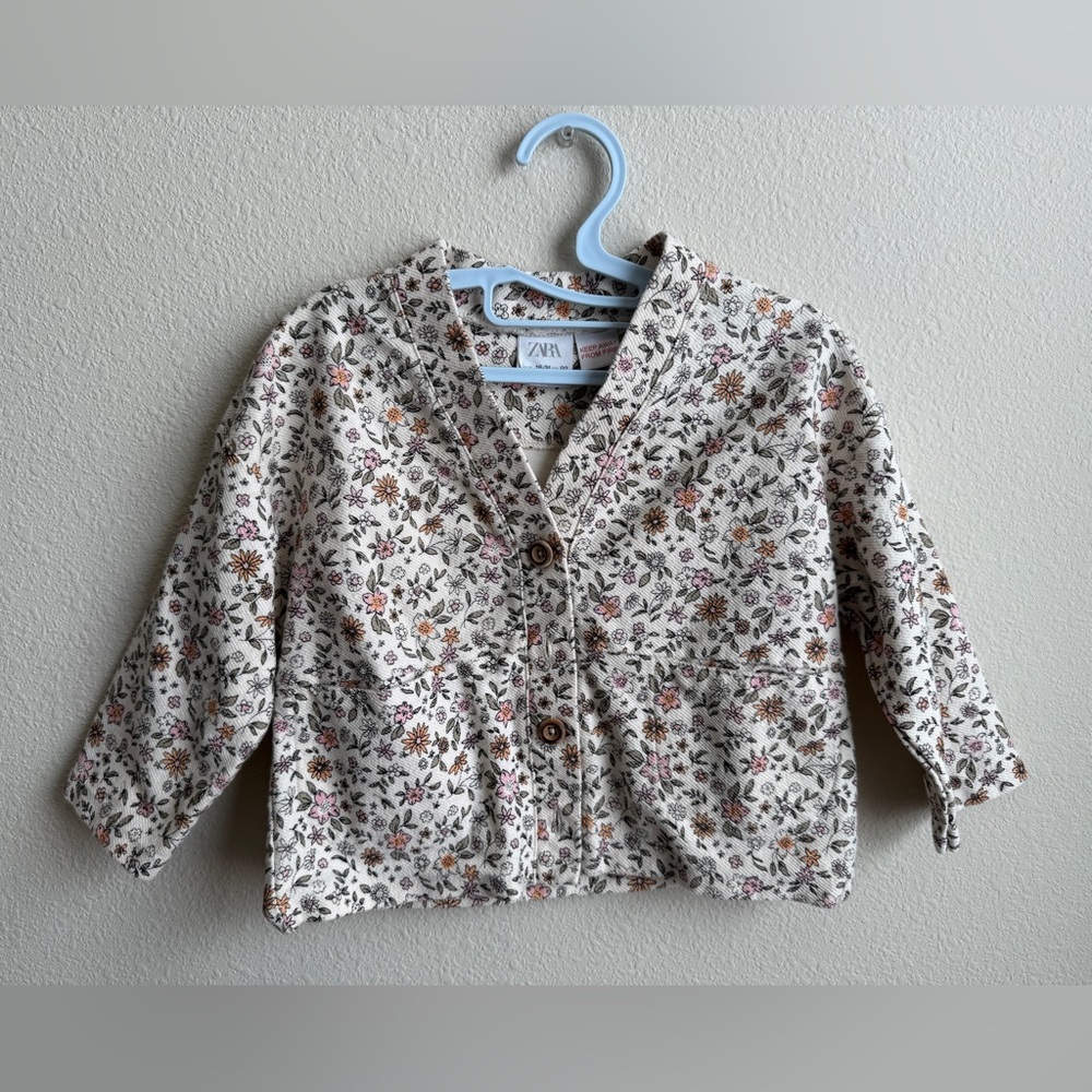 Zara Kids Floral Blazer - Cream and Brown